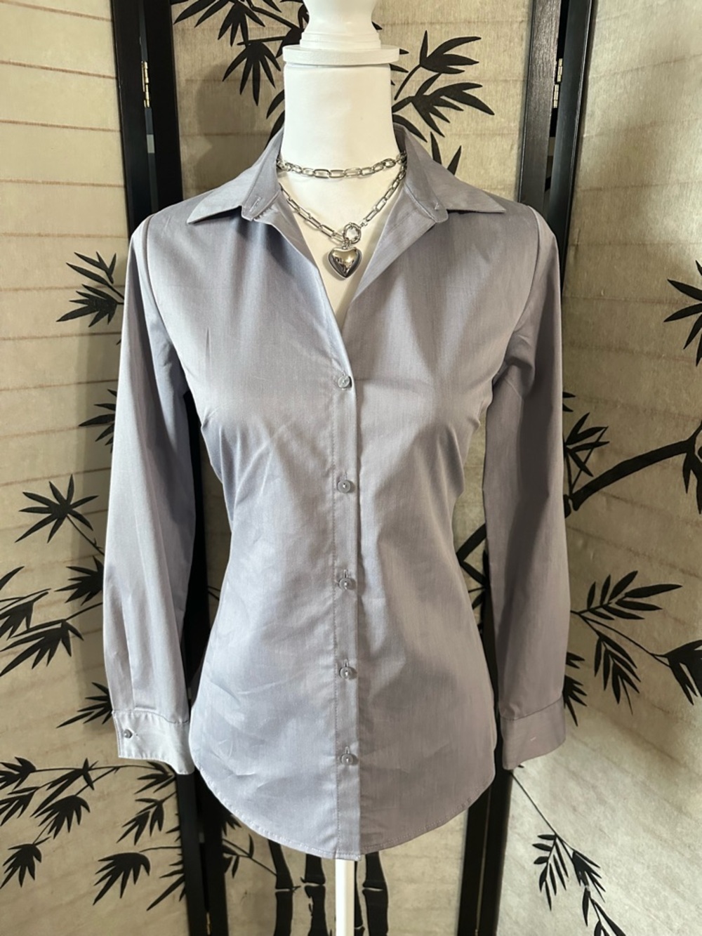 Worthington Gray Long Sleeve Button-Up 4P